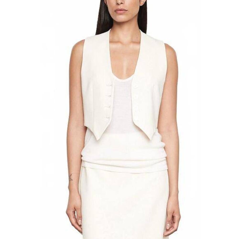 Enza Costa Crepe Tunic Vest in Cream 1 Small